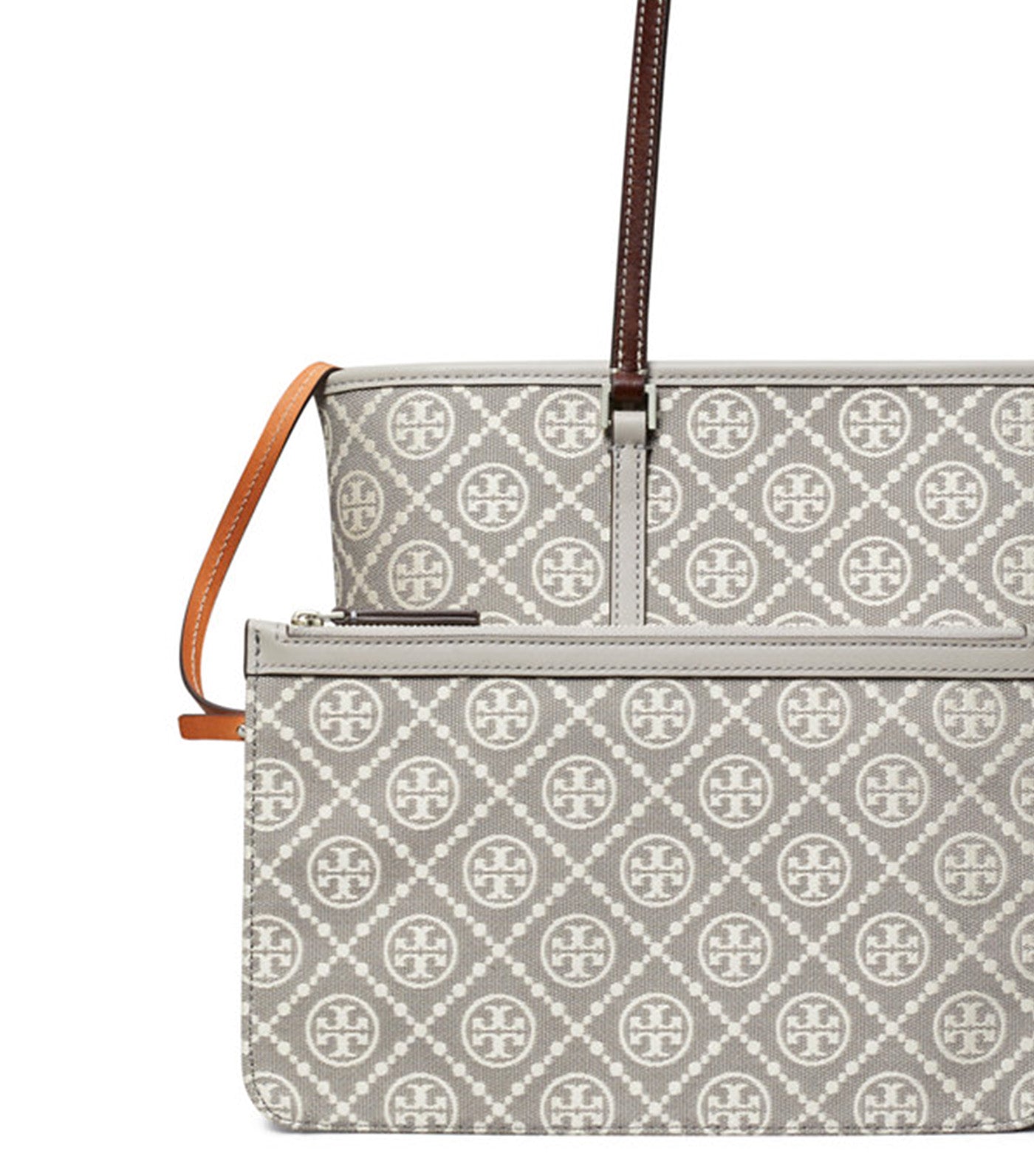 T Monogram Utility Small Zip Tote Gray
