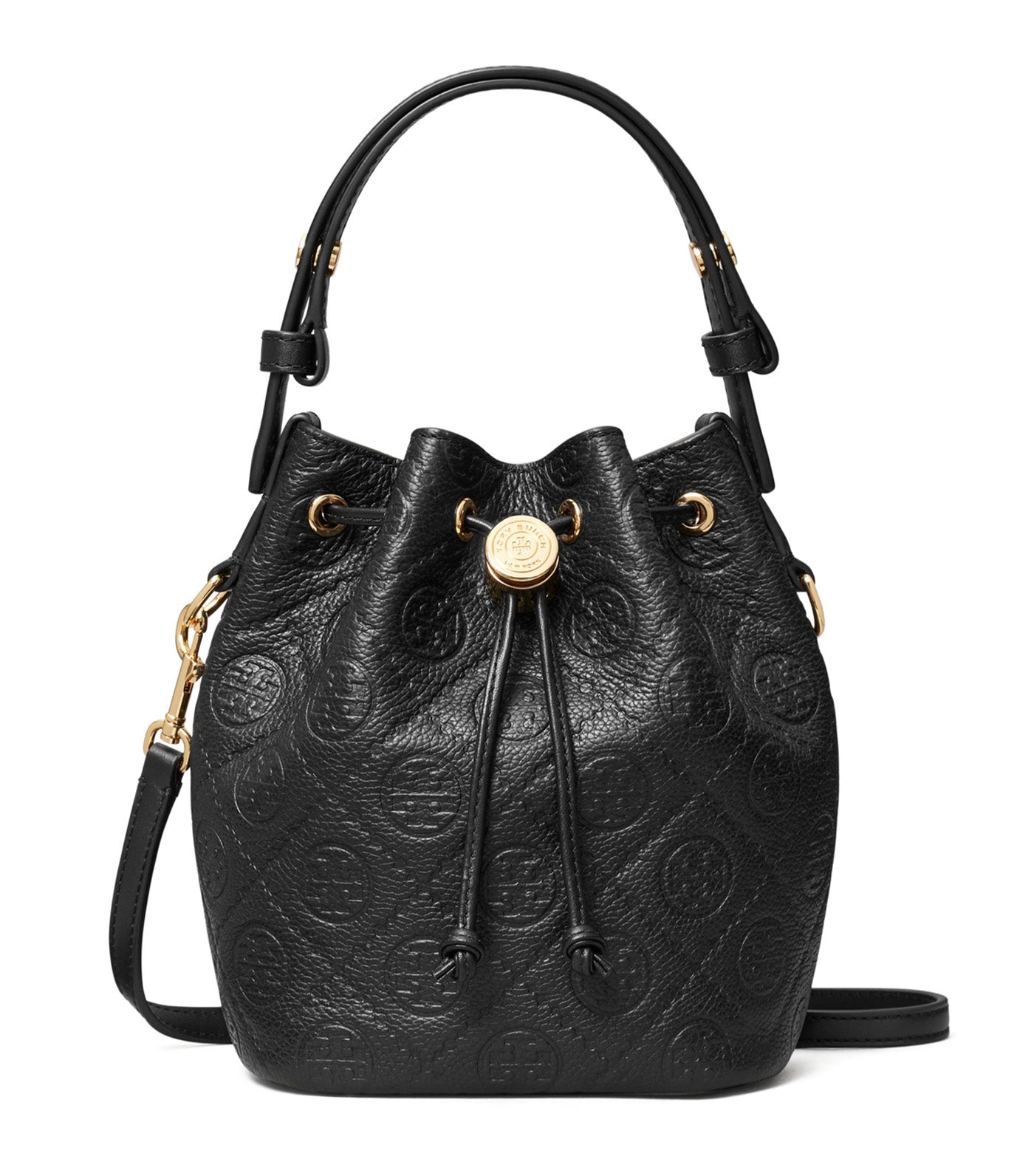 T Monogram Pebbled Bucket Bag