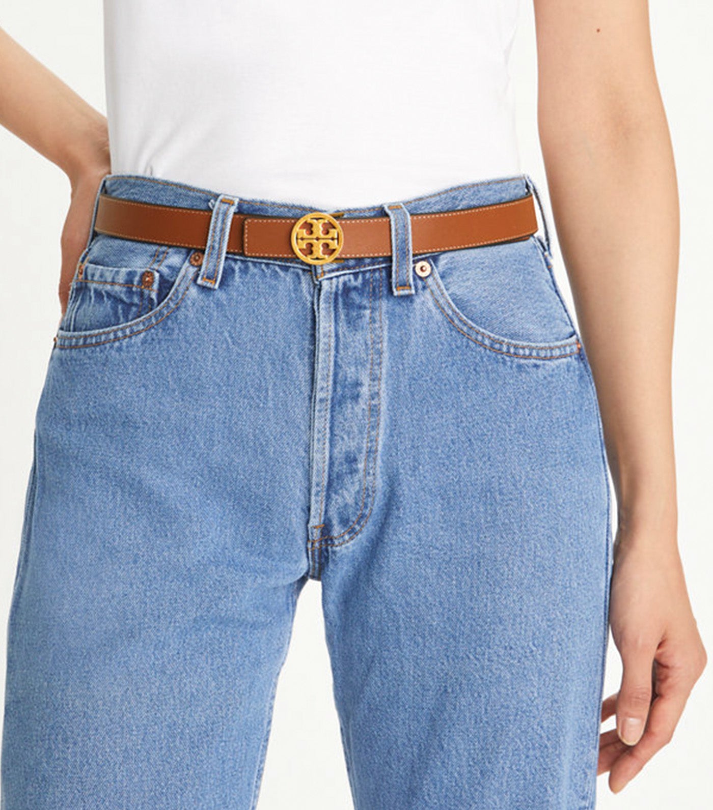 Tory Burch 1in Miller Reversible Belt Black/Cuoio