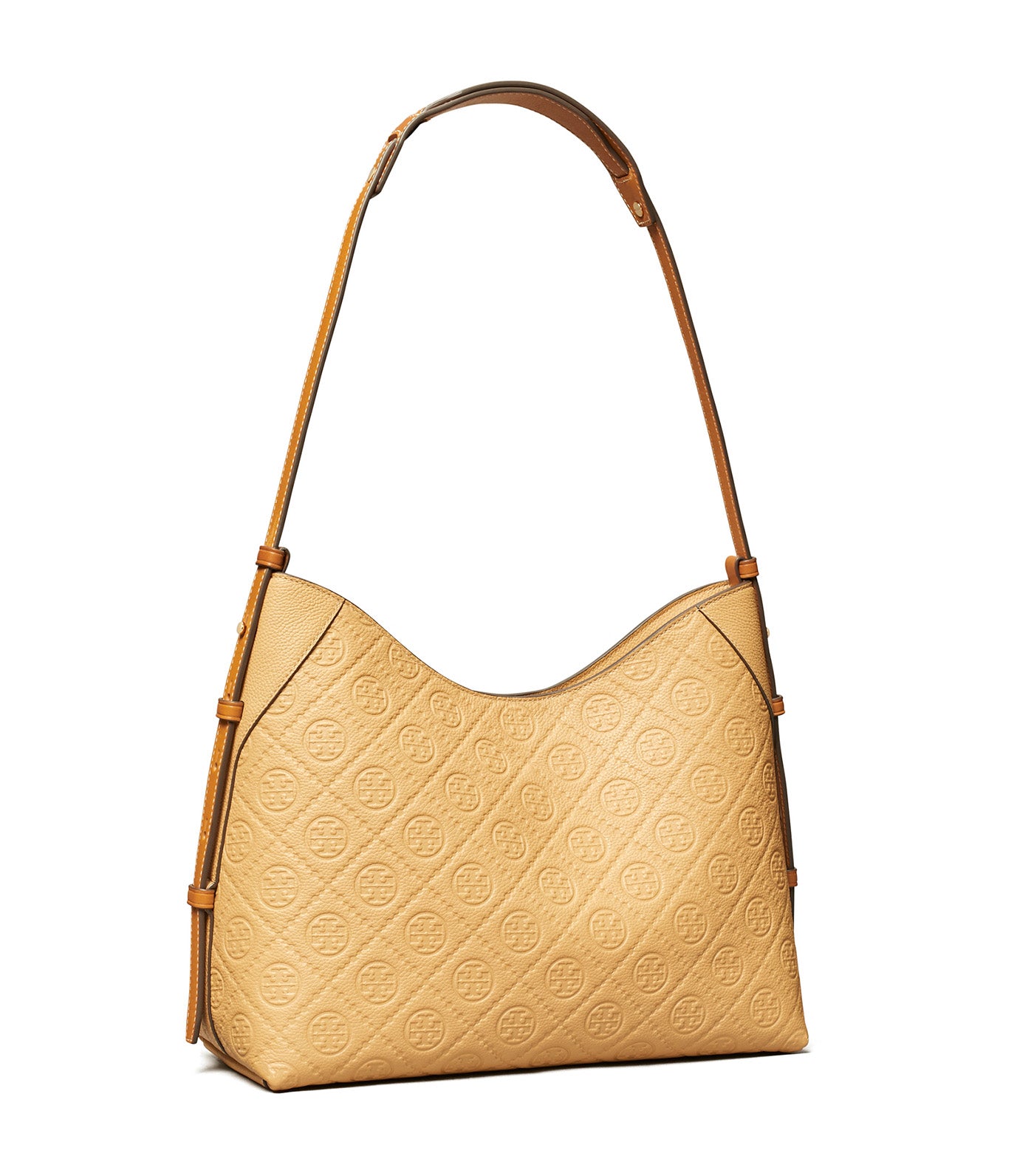 T Monogram Pebbled Messenger Bag