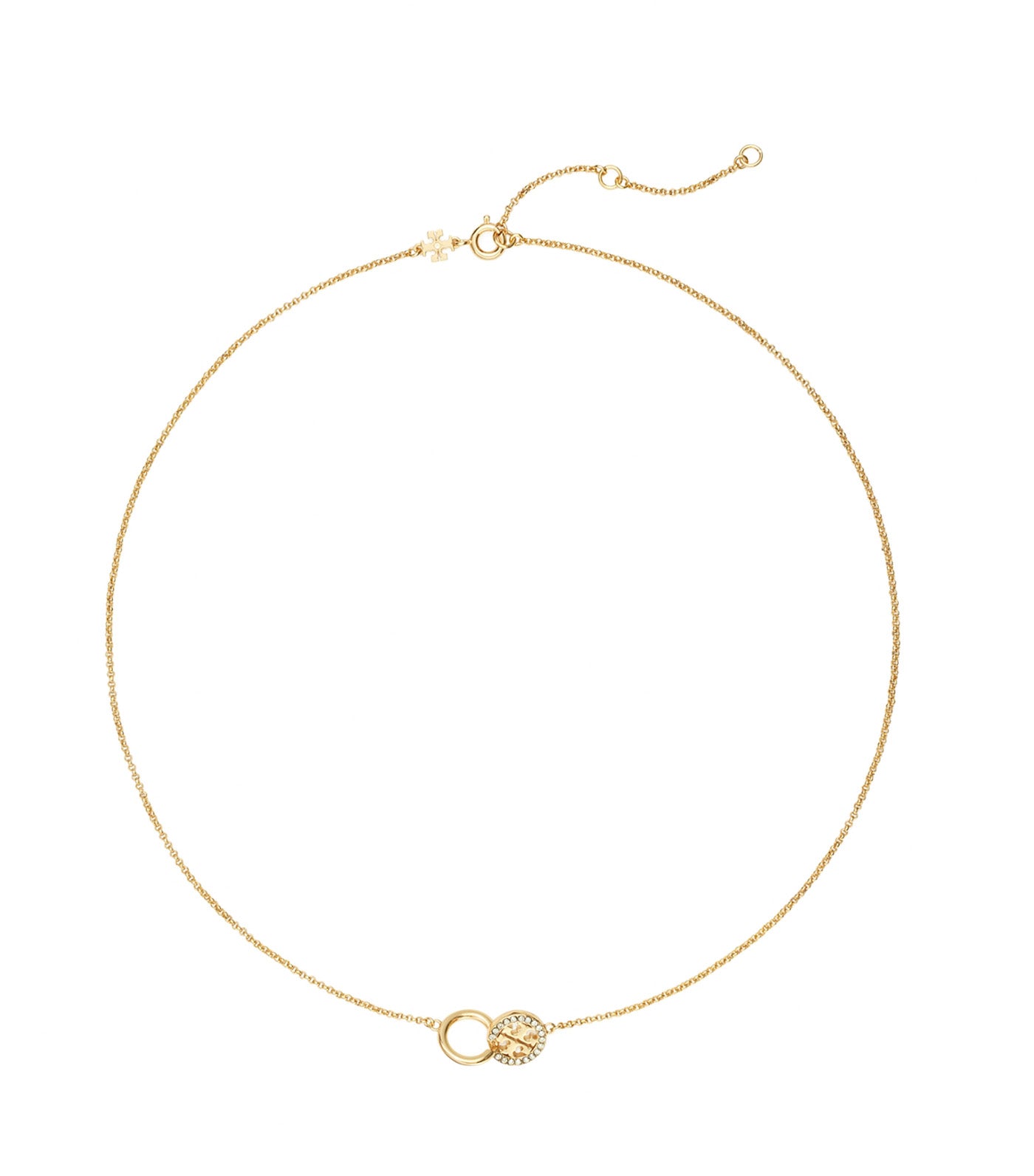 Icon Pavé Interlocking Pendant Necklace Tory Gold/Crystal
