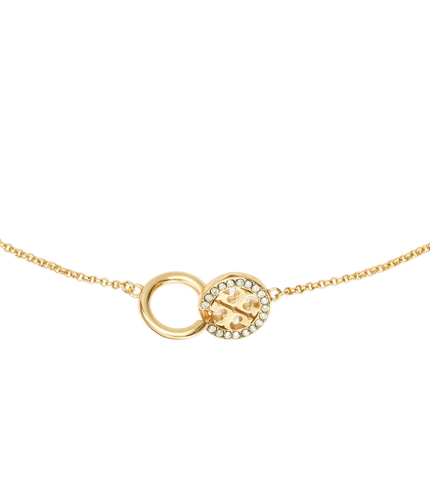 Icon Pavé Interlocking Pendant Necklace Tory Gold/Crystal