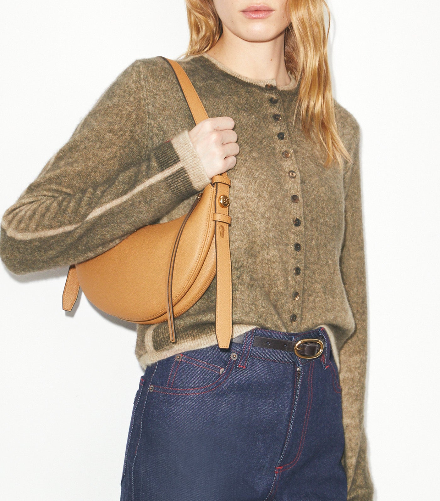 T Monogram Romy Half Moon Bag