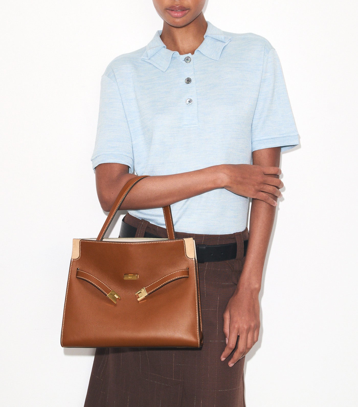 Small Lee Radziwill Double Bag Aged Tan