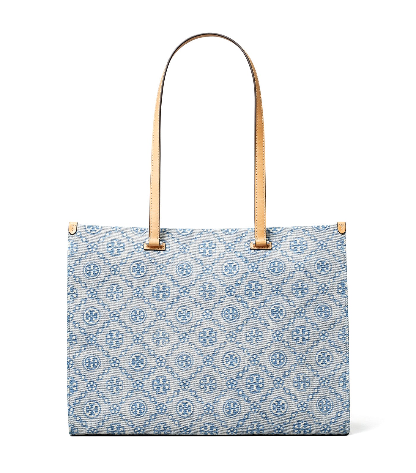 T Monogram Denim Tote Powder Blue
