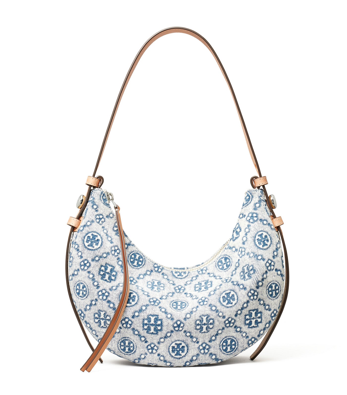 Romy Denim Half Moon Bag Powder Blue
