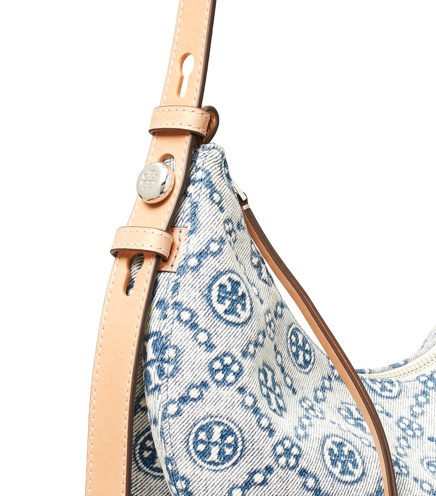 Romy Denim Half Moon Bag Powder Blue