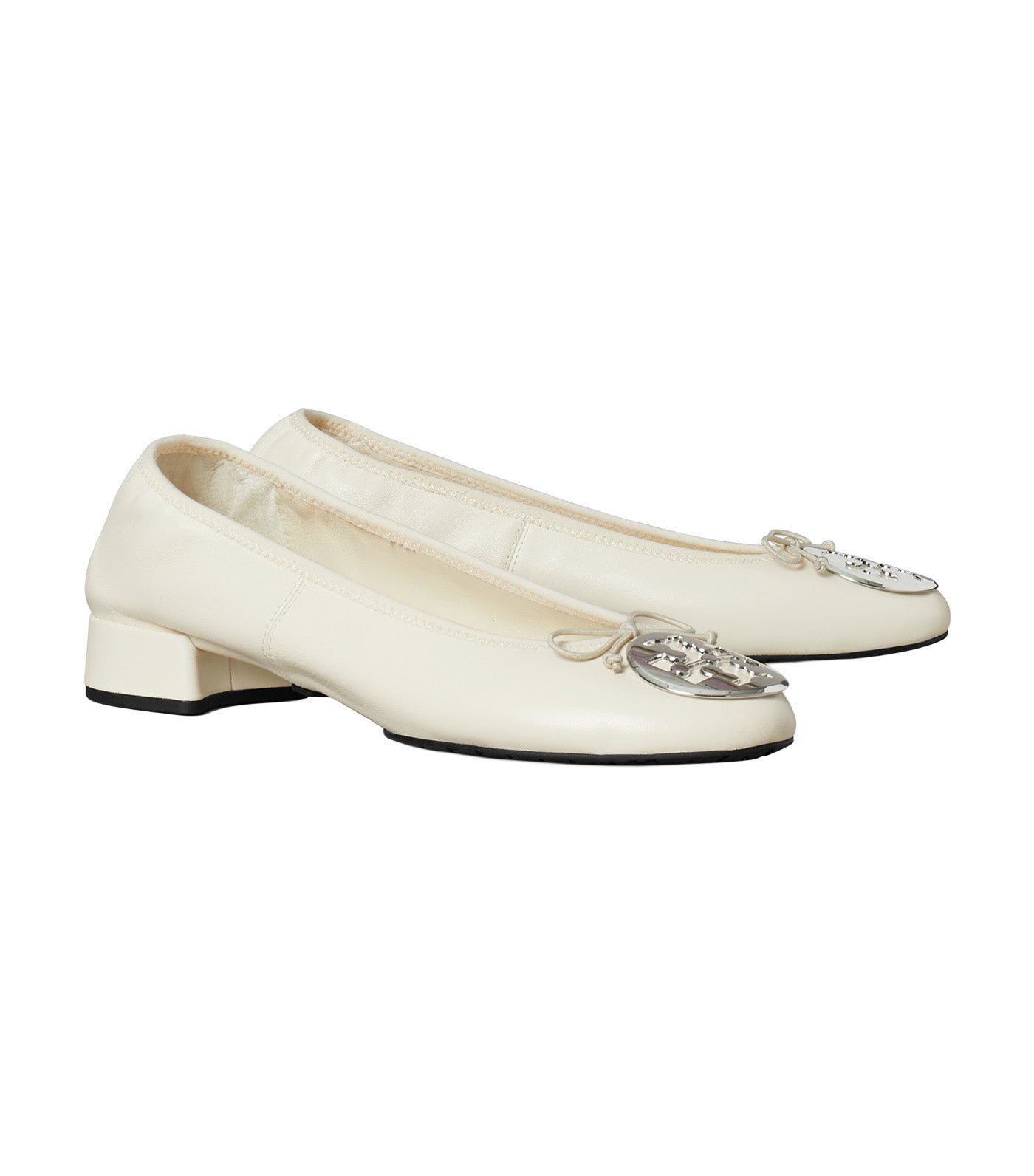 Tory Burch Reva Heeled Ballet Light Cream/Silver