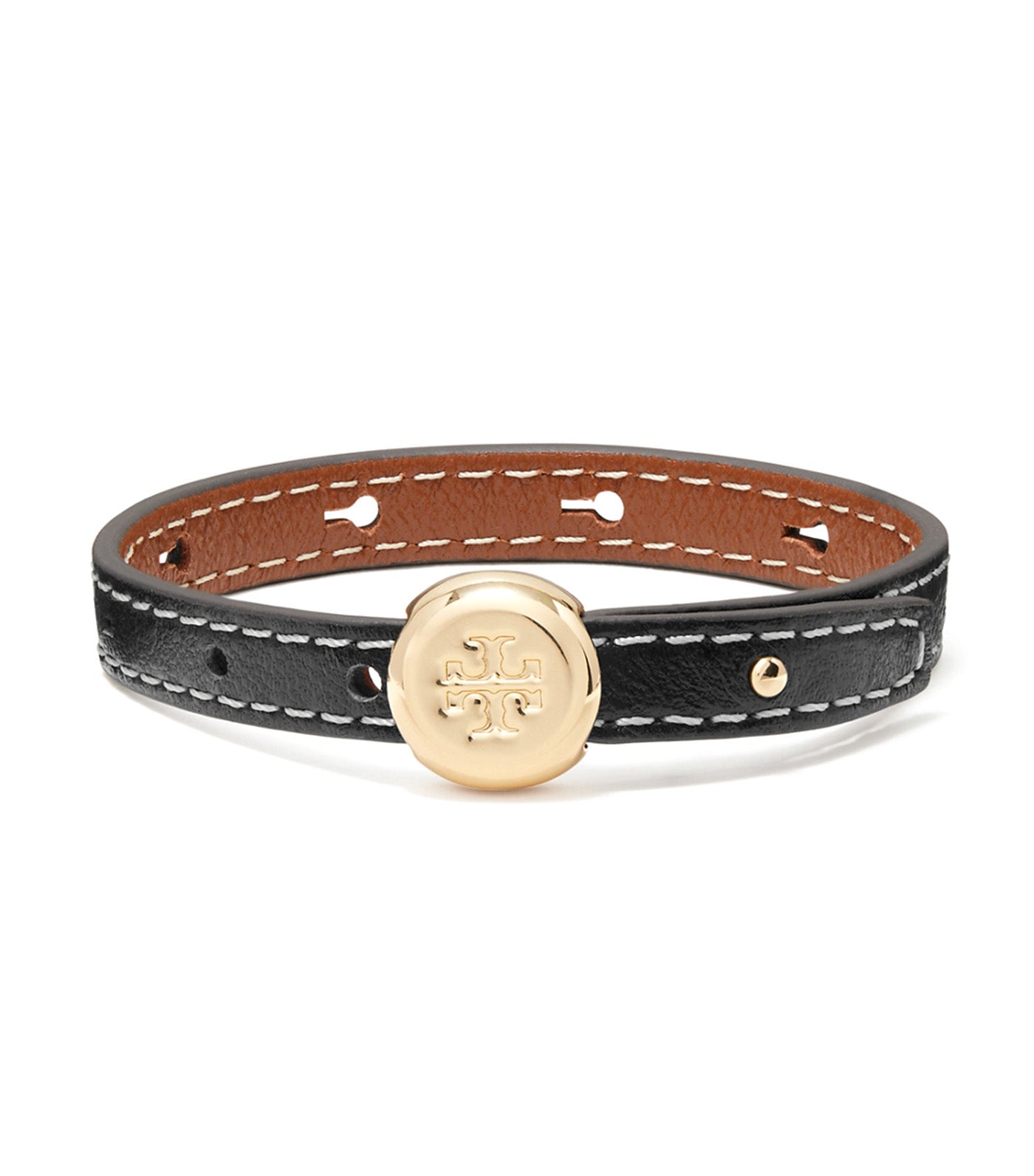 Icon Leather Bracelet Light Brass/Black