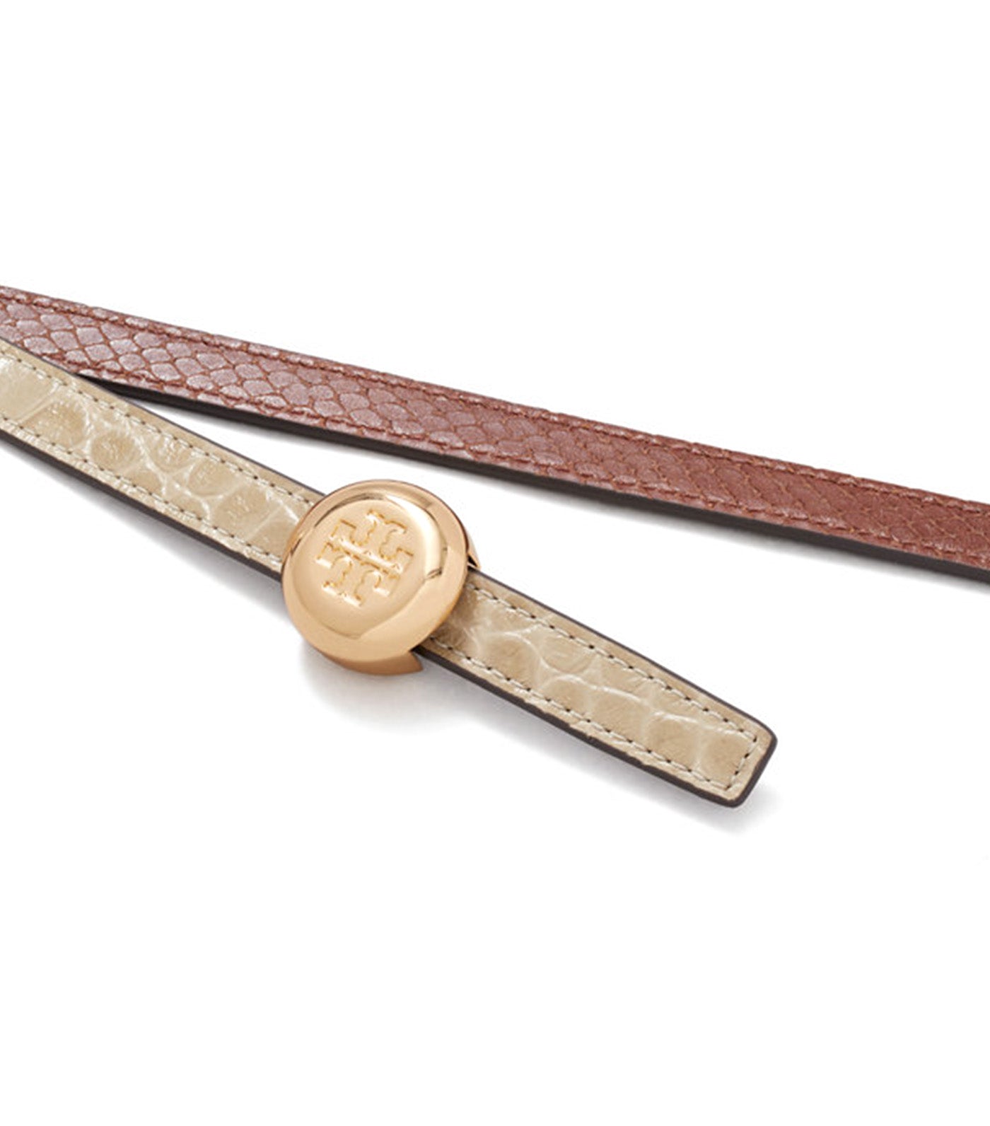Romy Embossed Croc Reversible Belt Ginger Leaf/Sweet Maple/Gold