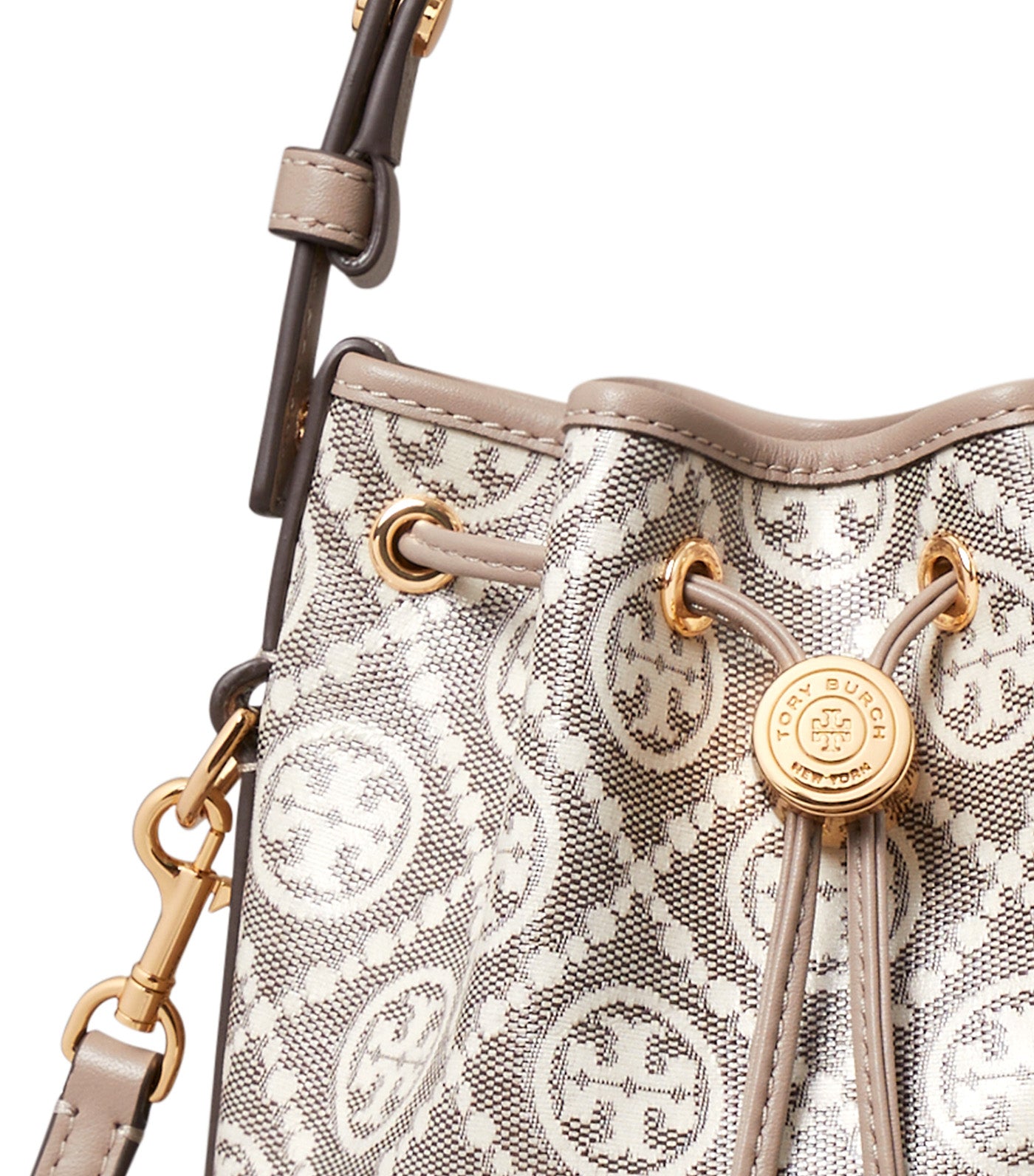 T Monogram Coated Jacquard Mini Bucket Bag Charcoal