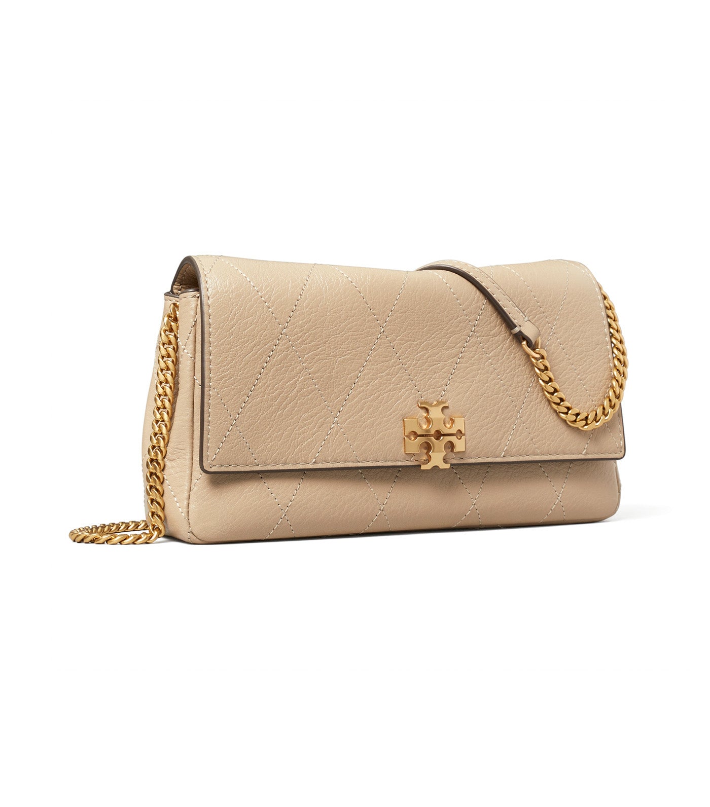 Charlie Quilted Chain Wallet Soft Cement