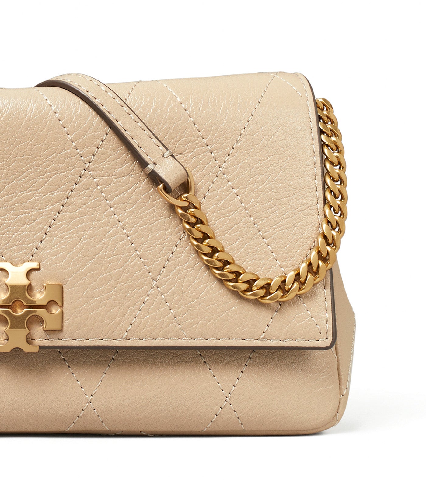 Charlie Quilted Chain Wallet Soft Cement