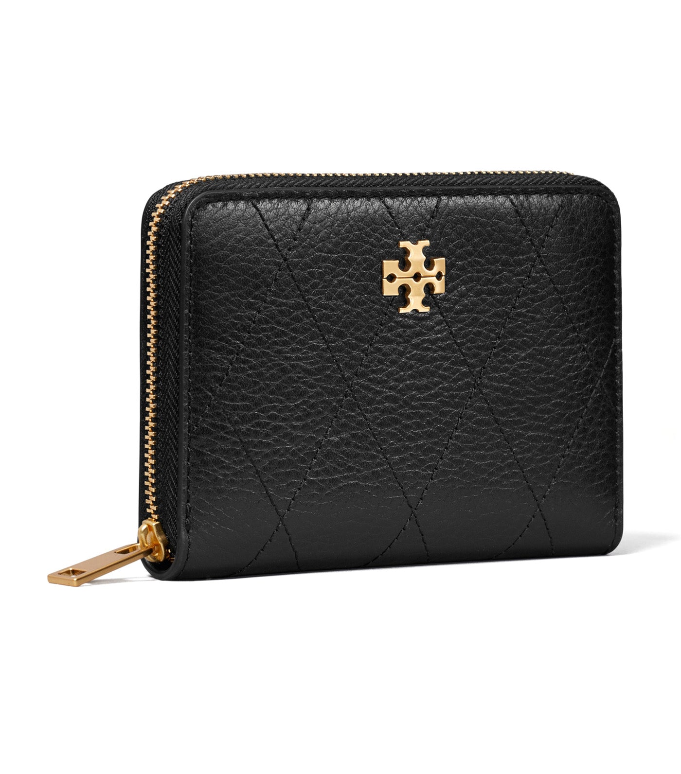 Small Charlie Quilted Zip-Around Wallet Black