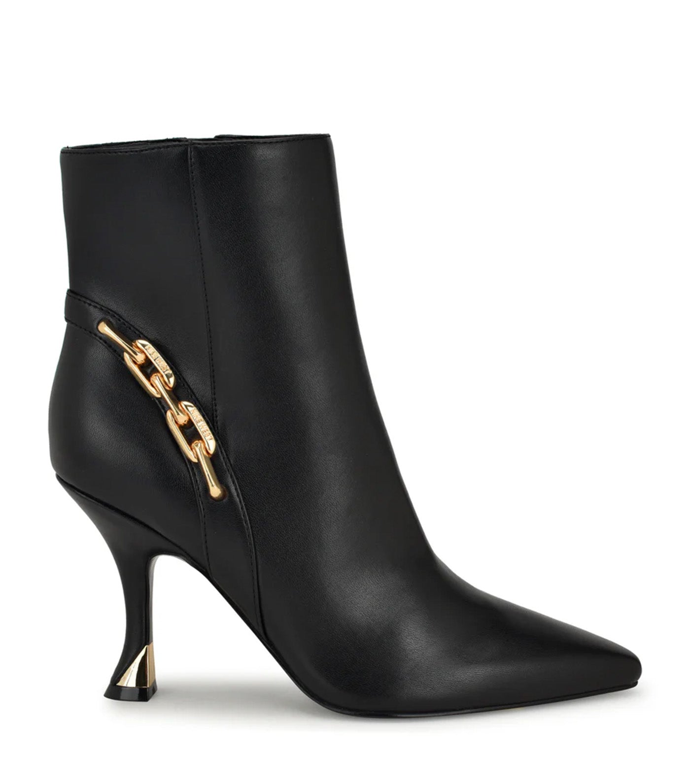 Chaine Pointy Toe Dress Booties Black