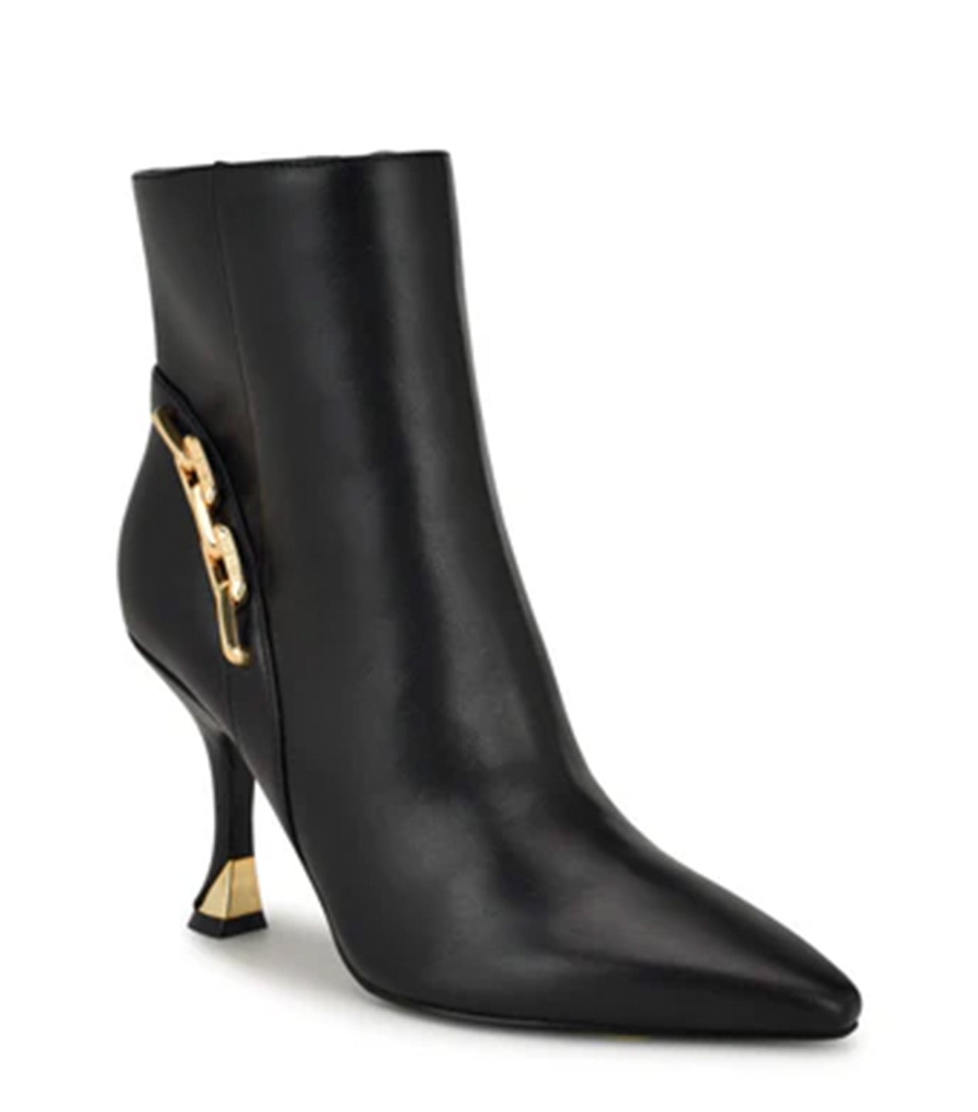 Chaine Pointy Toe Dress Booties Black