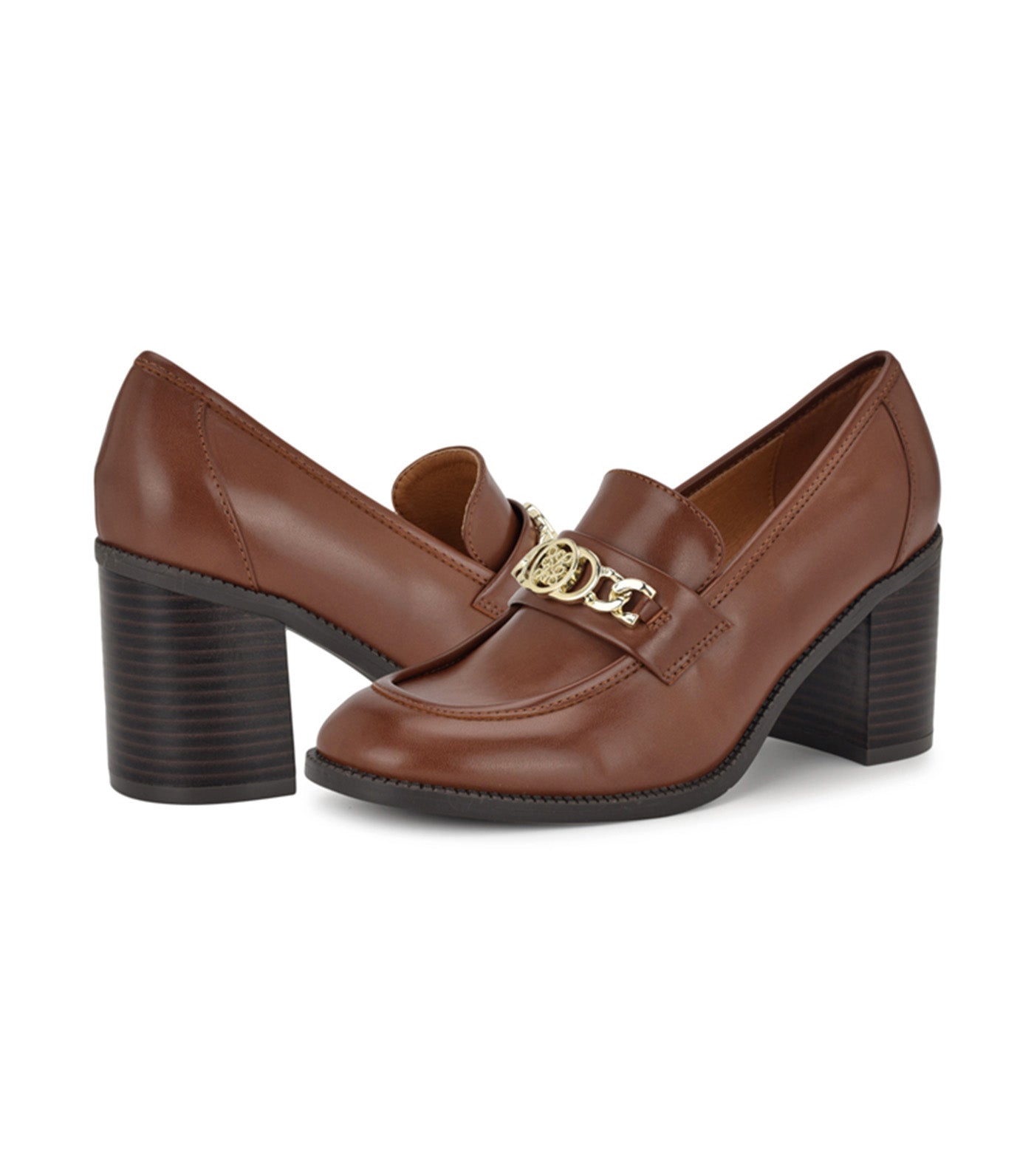 Nine West Kelty Heeled Loafer Medium Brown