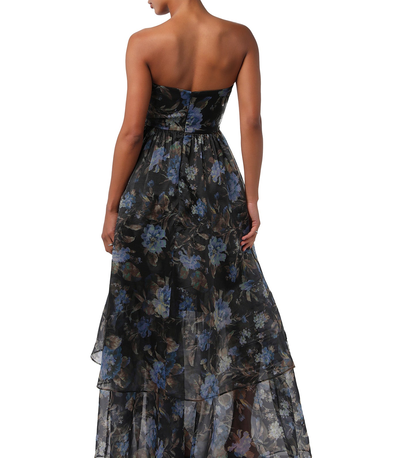 Lulus Marie Strapless Tiered Maxi Dress Black Floral