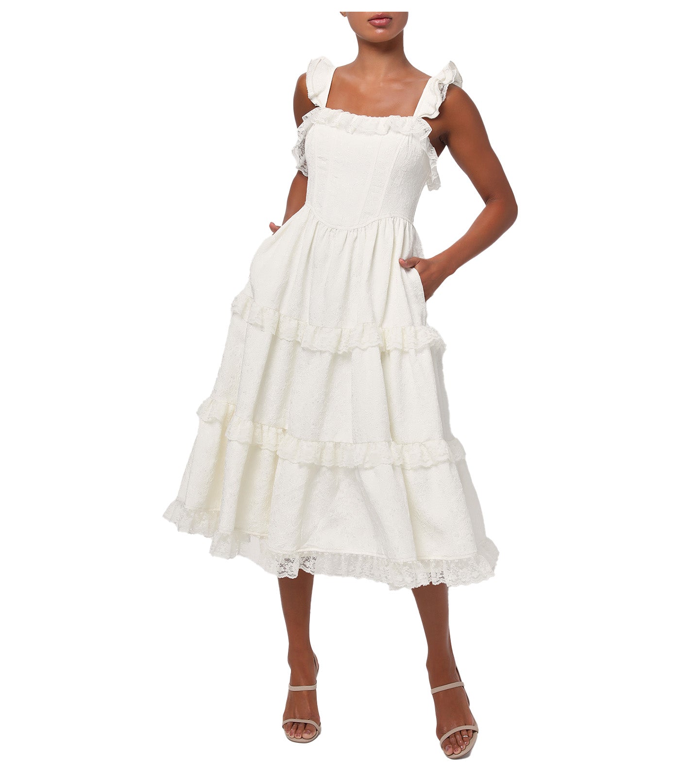 Serenity Jacquard Midi Dress Ivory