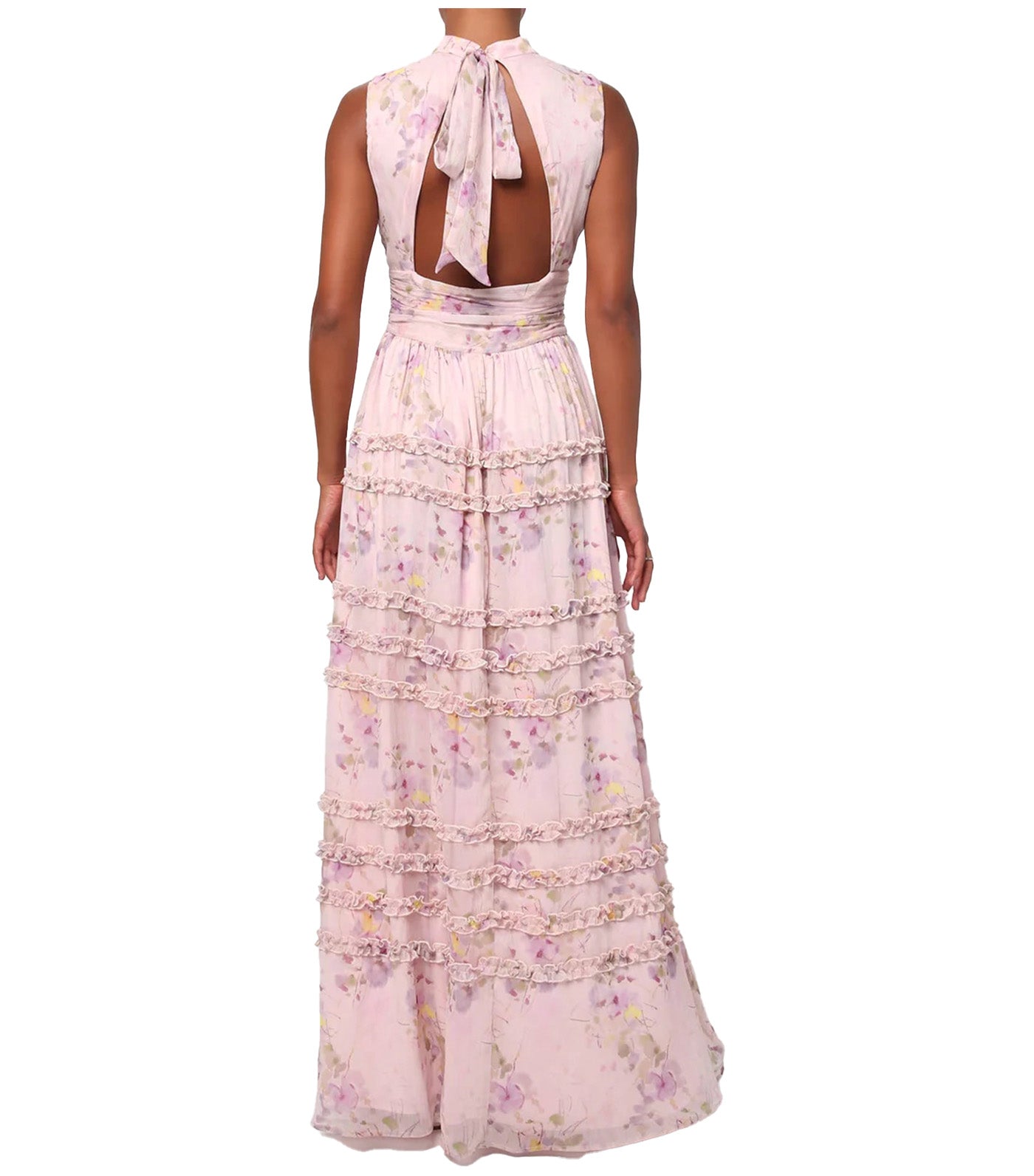 Eden Floral Chiffon Ruffle Dress Pink Multi