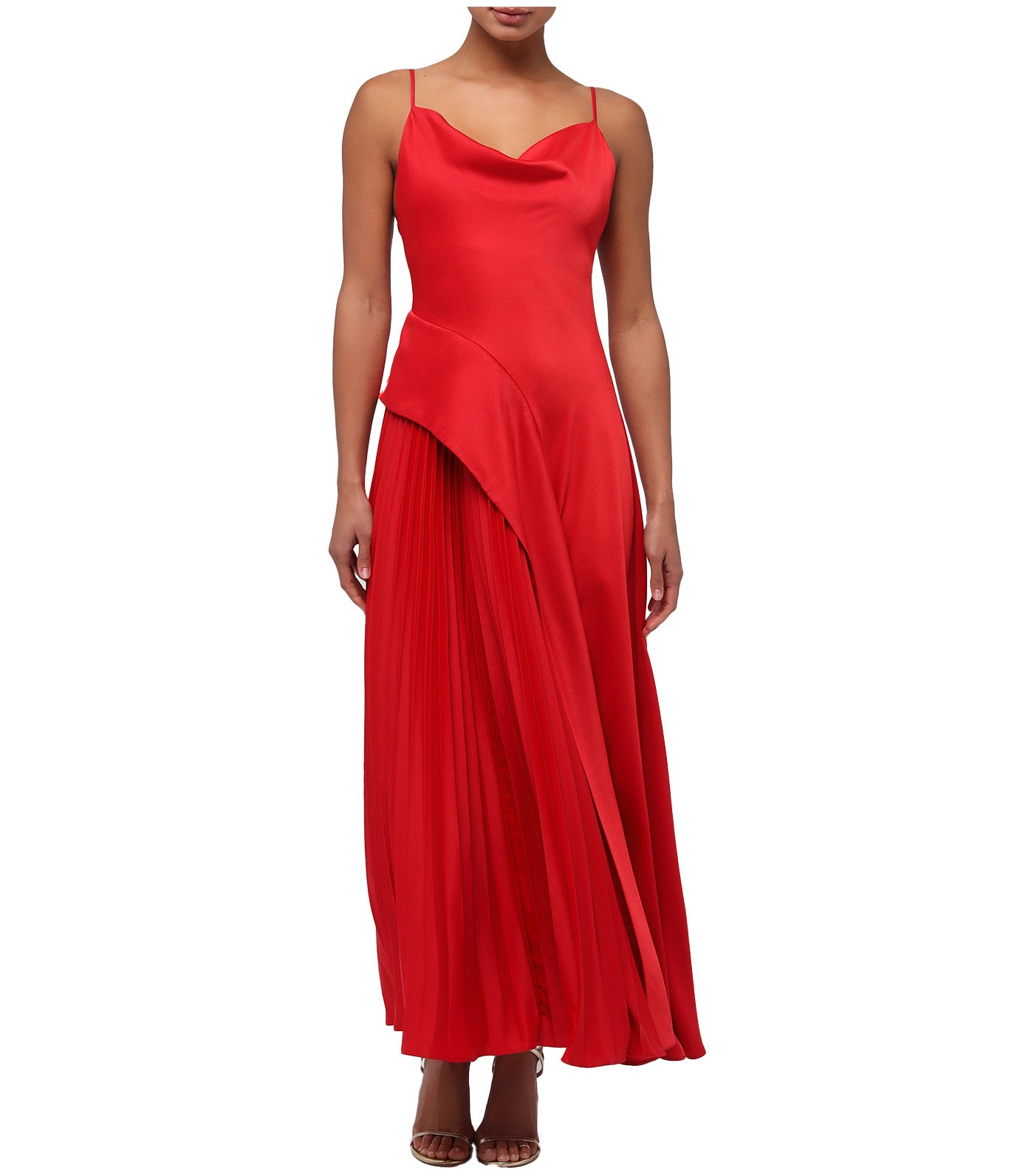 Raisa Pleated Side Maxi Dress Red