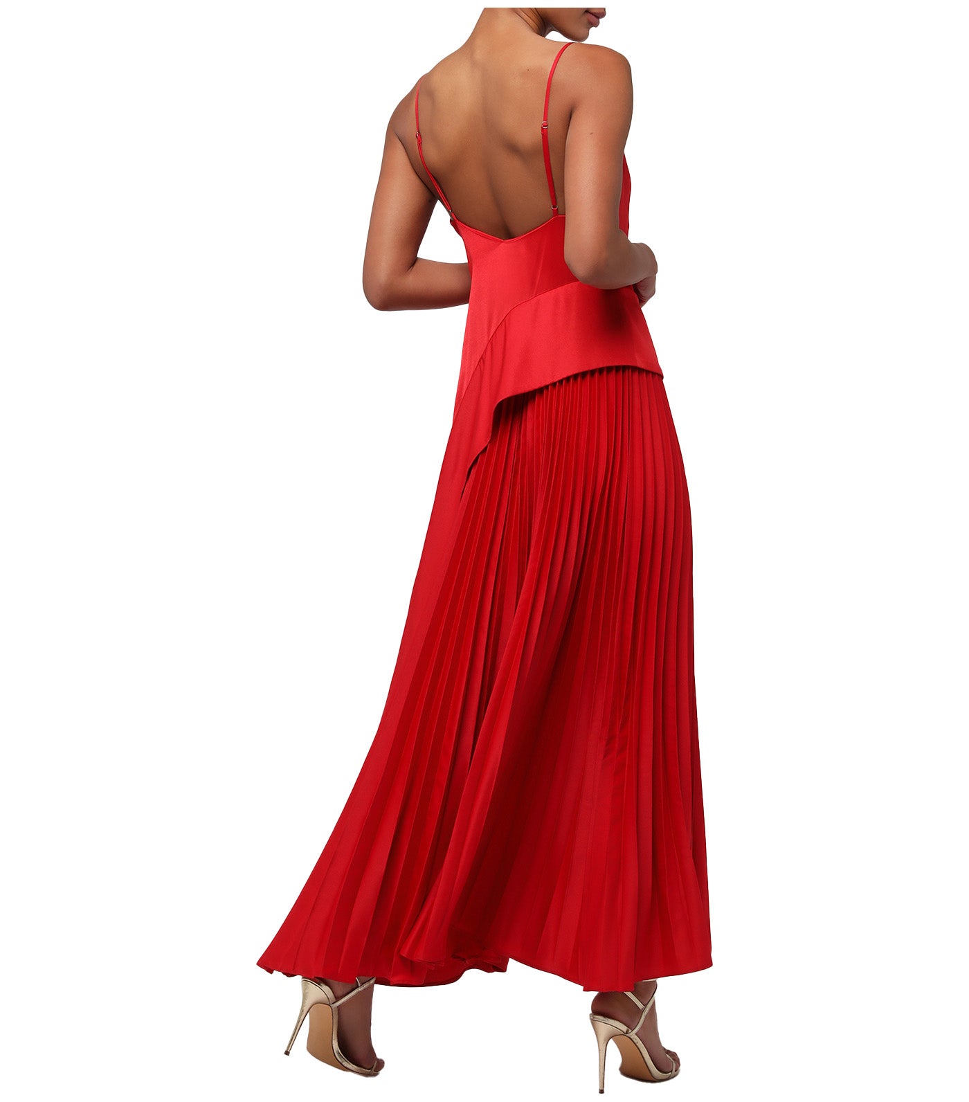 Raisa Pleated Side Maxi Dress Red