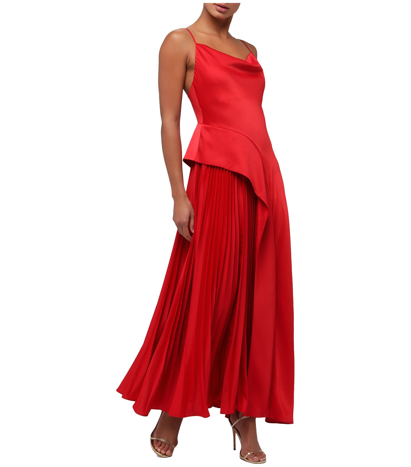 Raisa Pleated Side Maxi Dress Red
