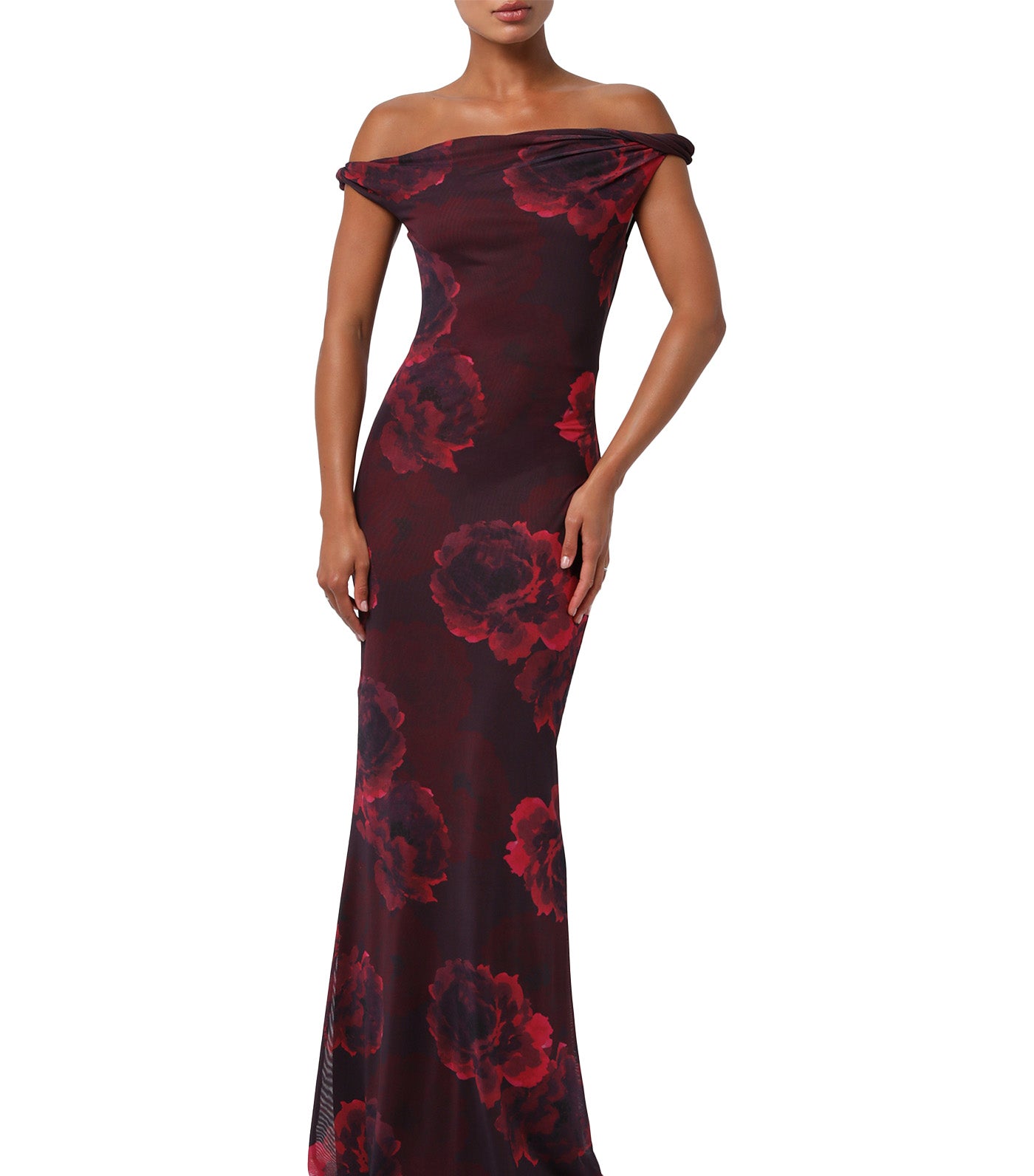 Lulus Mischa Twist Strap Maxi Dress Burgundy Floral