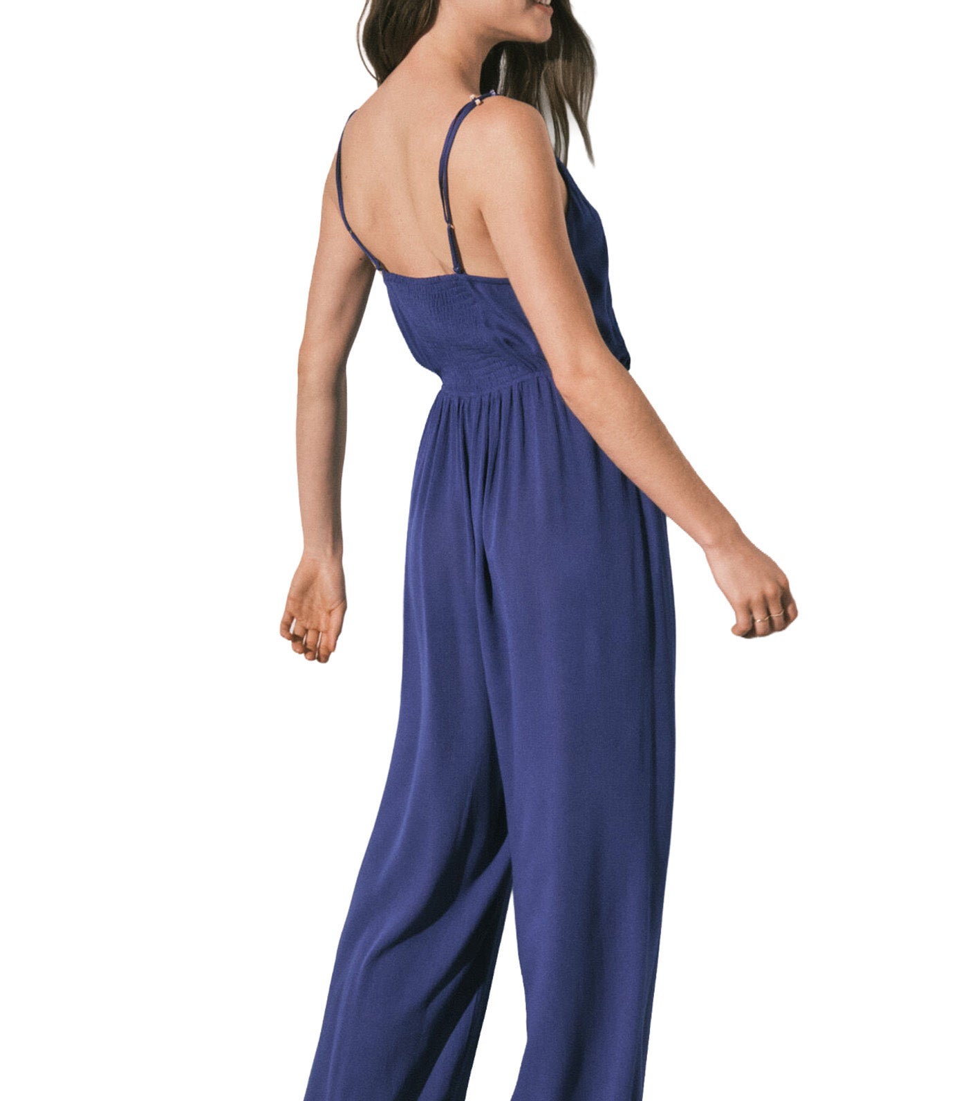 Long Viscose Jumpsuit Dark Blue