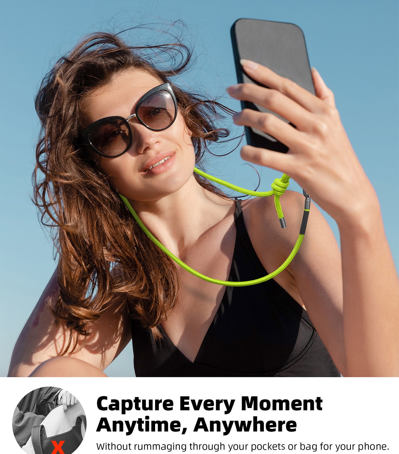 Phone Lanyard 8mm Fluo Green