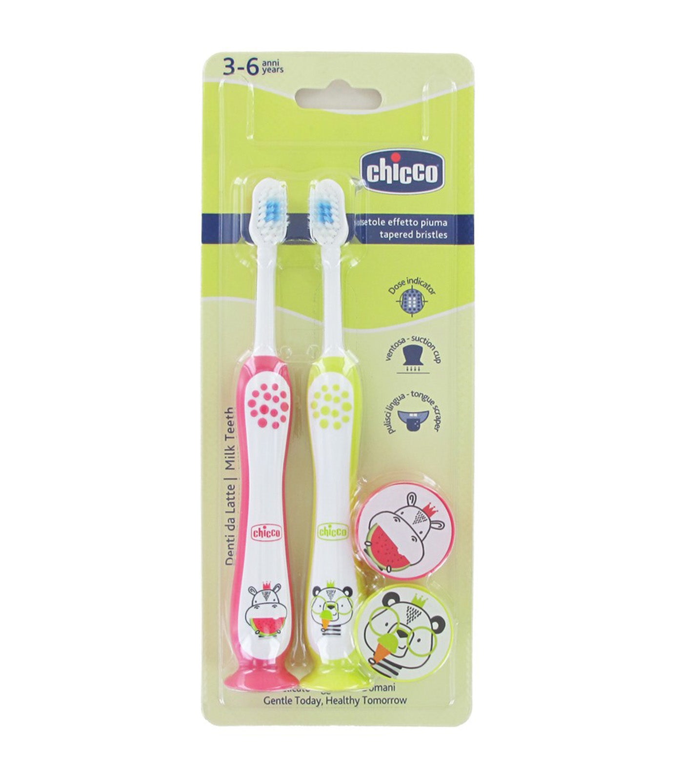 Bipack Toothbrush Hippo Panda 3-6 Years Old