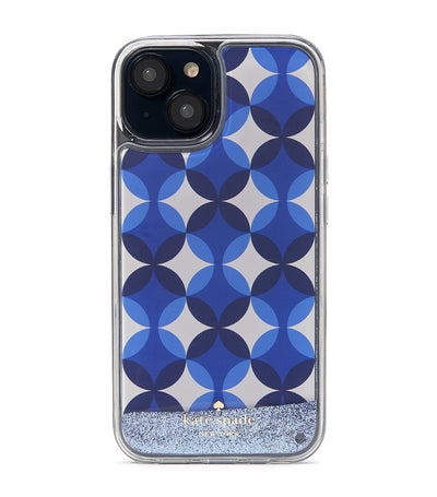 Patio Tile Liquid Glitter iPhone 14 Case Blue Multicolor