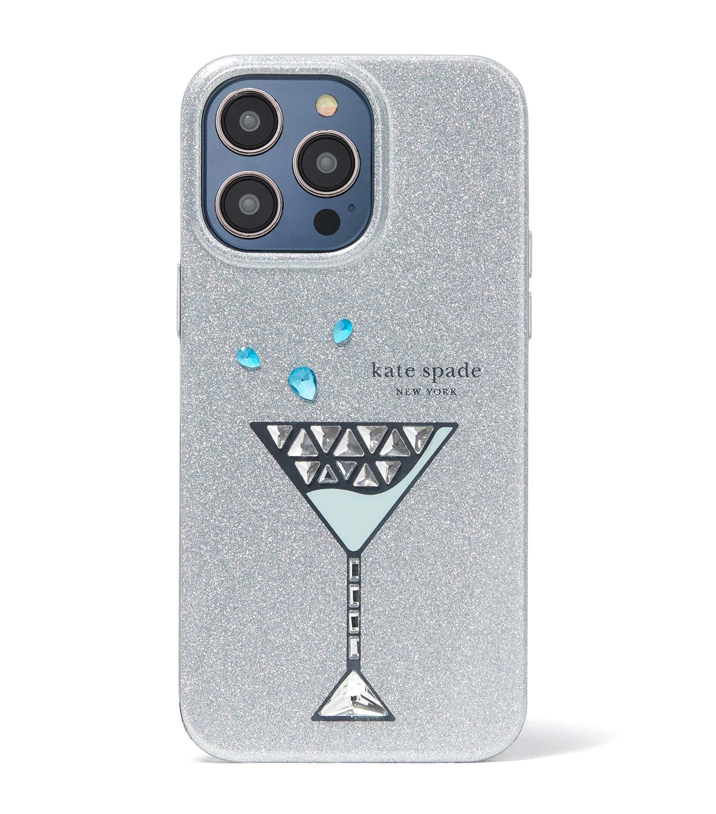 Shaken Not Stirred Embellished iPhone 14 Pro Max Case Silver Multi