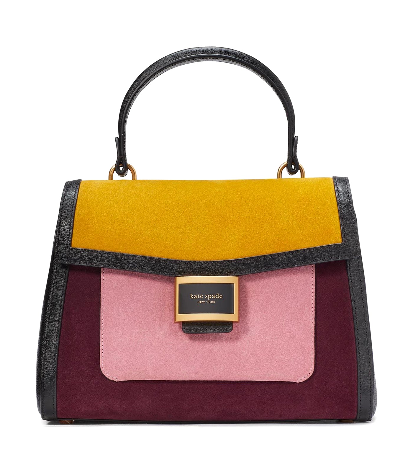 Katy Colorblocked Suede Medium Top-handle Bag Black Multi