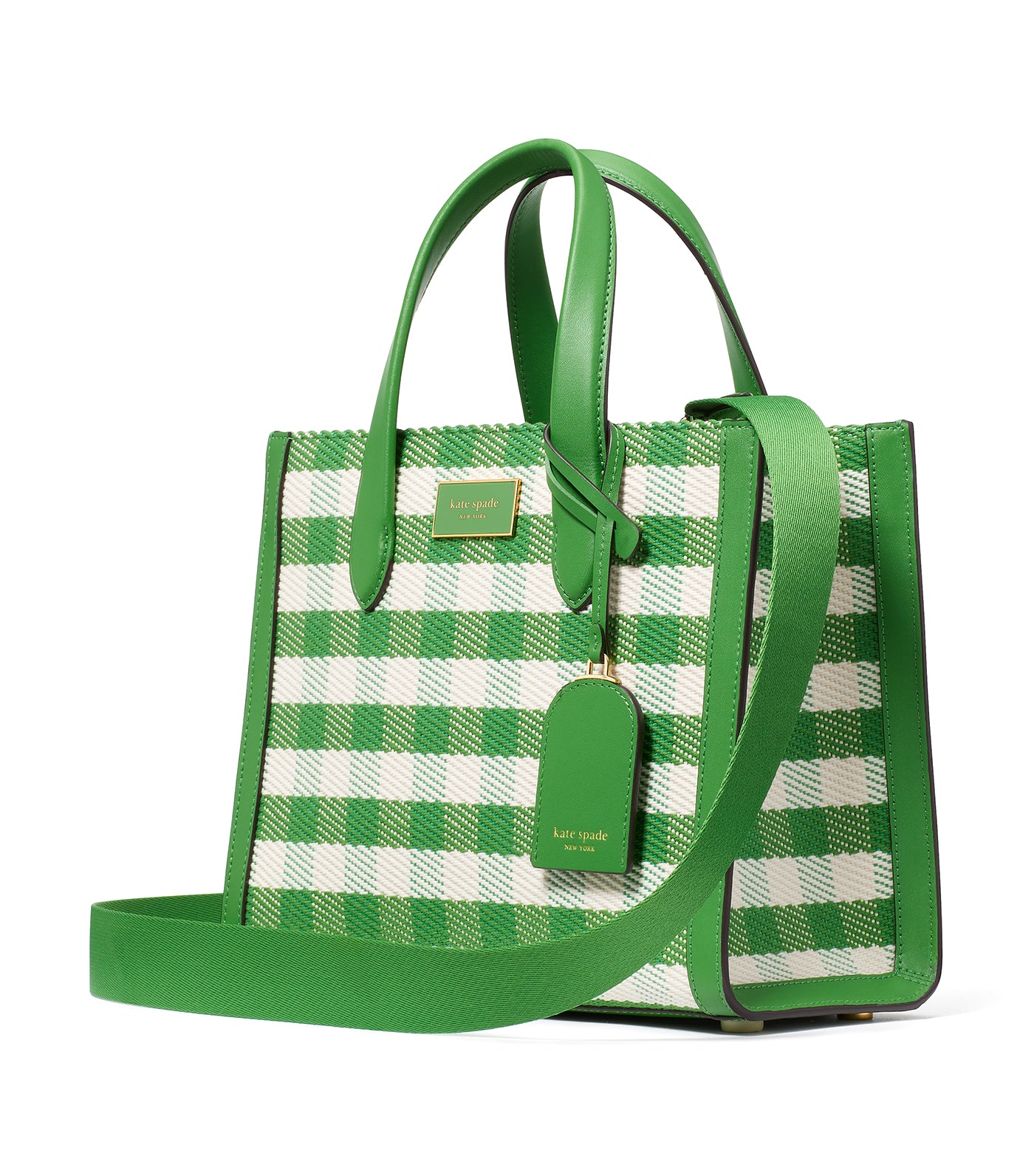 Manhattan Gingham Tweed Fabric Tote Summit Green Multi