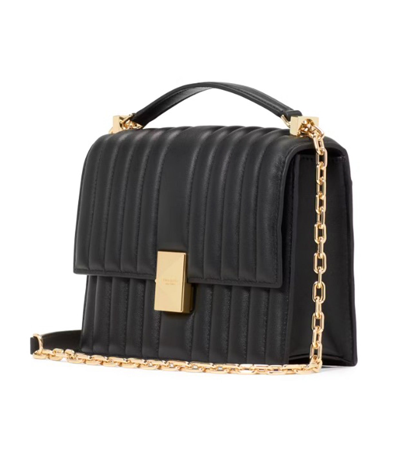 Deco Quilted Chain Shoulder Bag Black