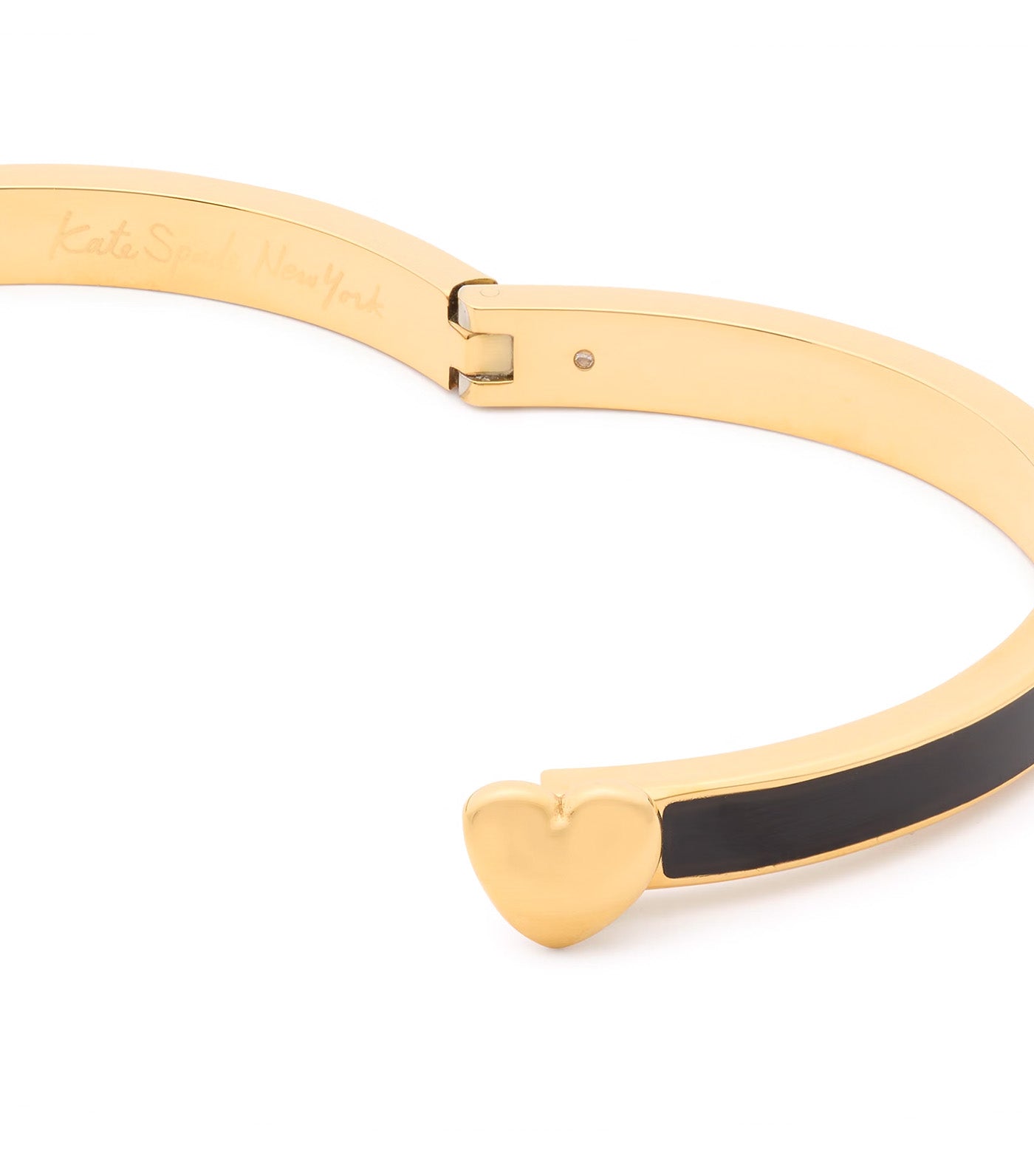 Heart You Enamel Hinged Bangle Black Gold