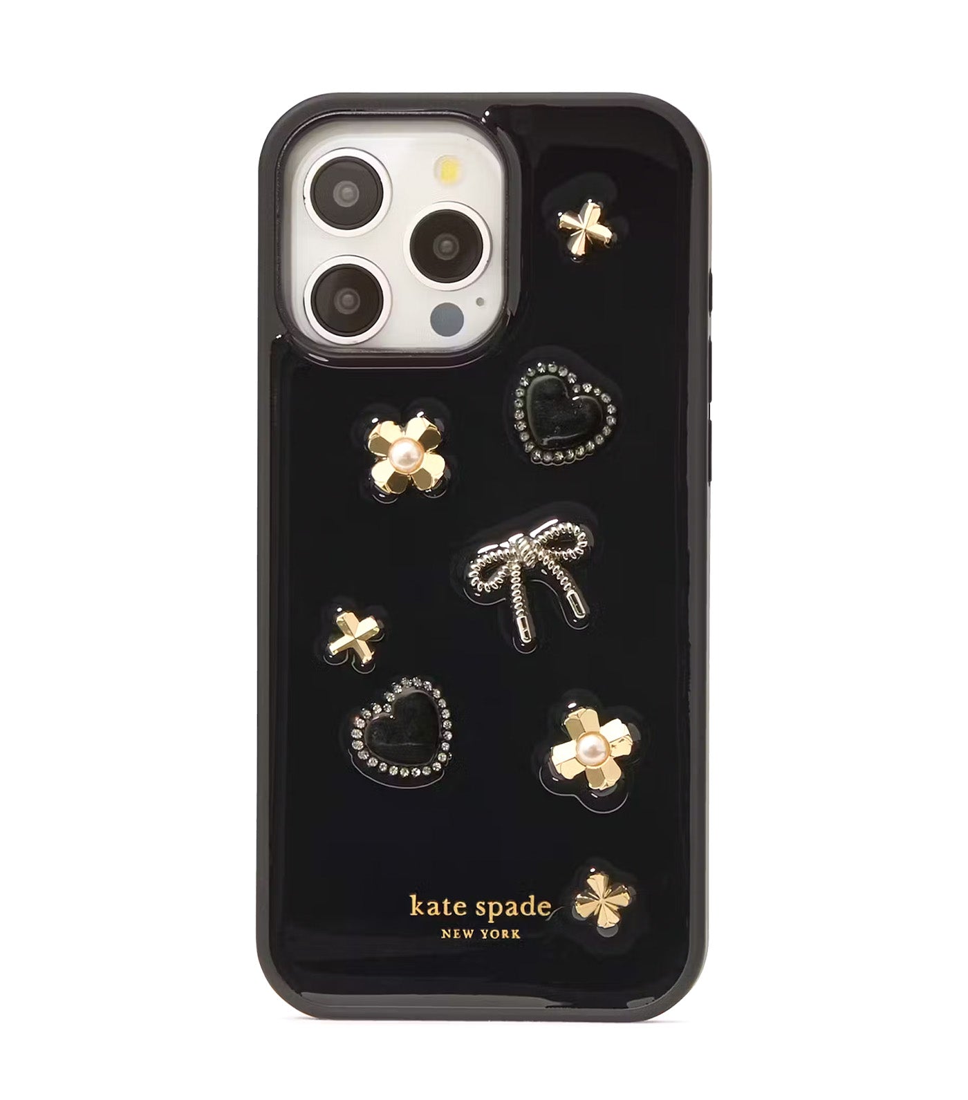 Molded Embellished Phone Case 16 Pro Max Black Multi