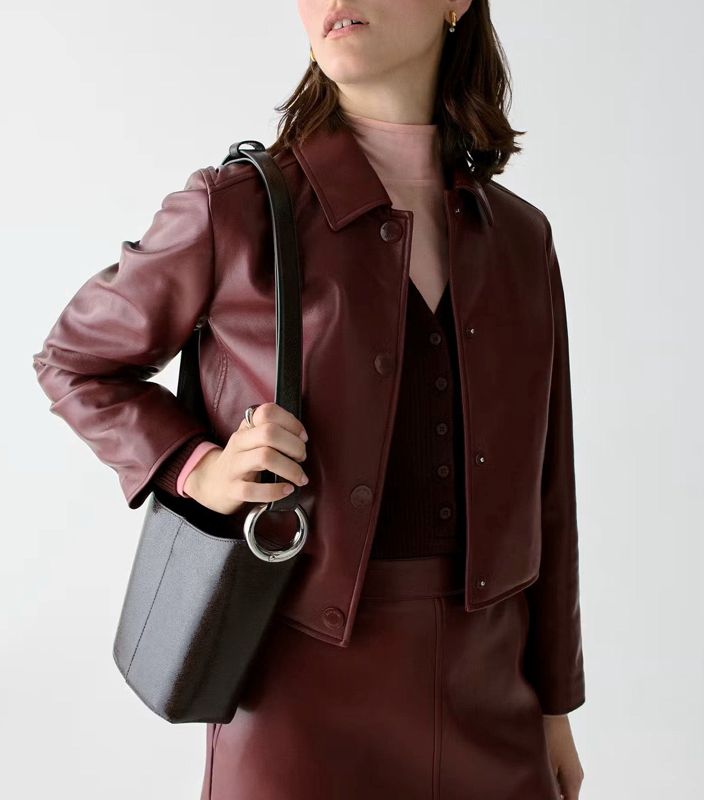 Halo Glazed Leather Mini Bucket Bag