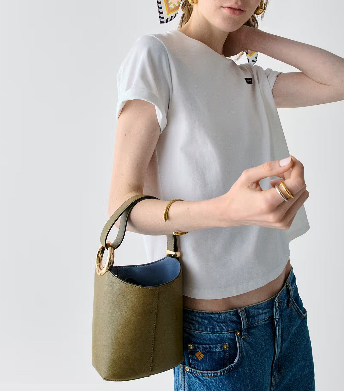 Halo Glazed Leather Mini Bucket Bag