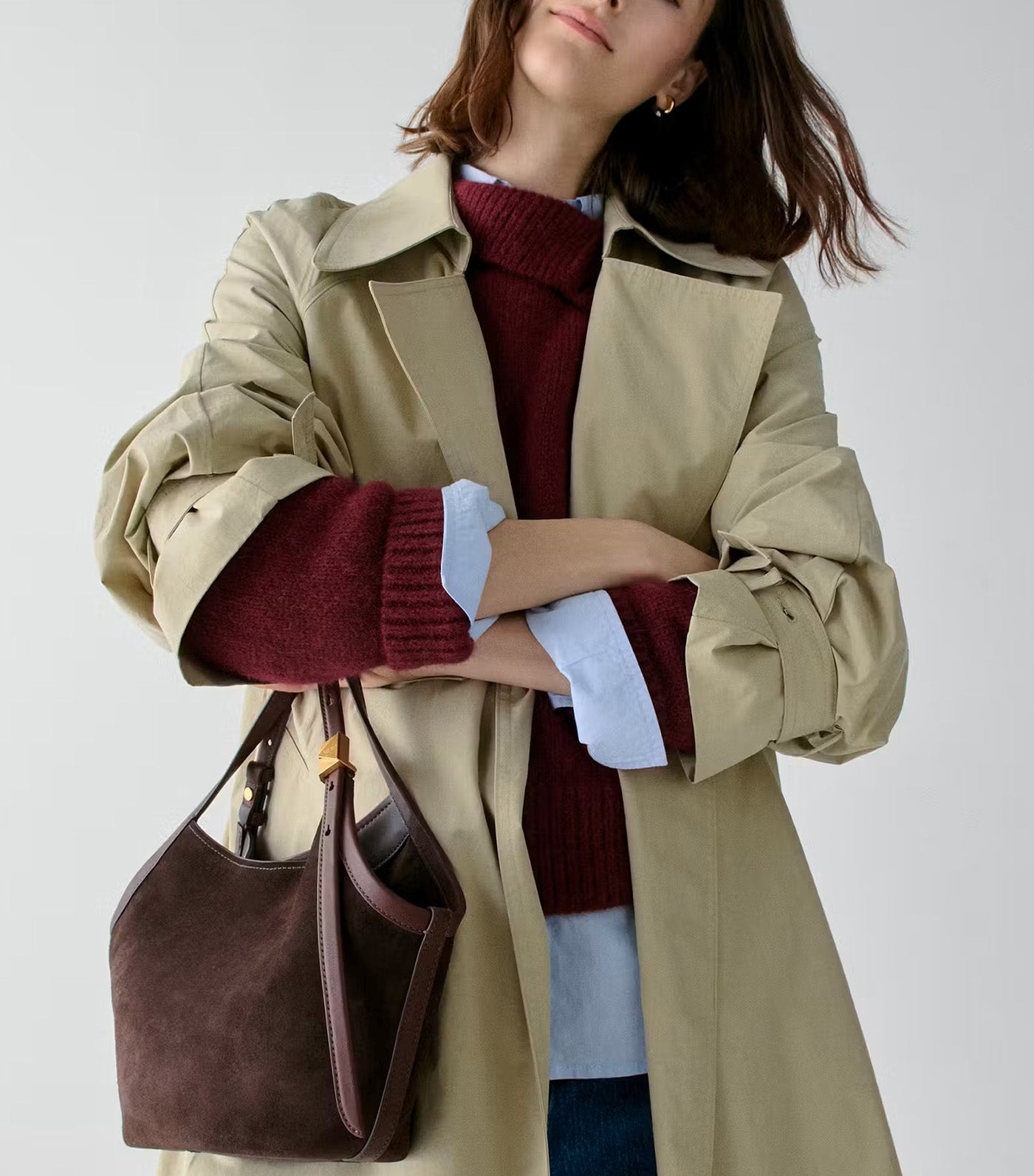 Deco Suede Small Tulip Tote Bag Hot Fudge