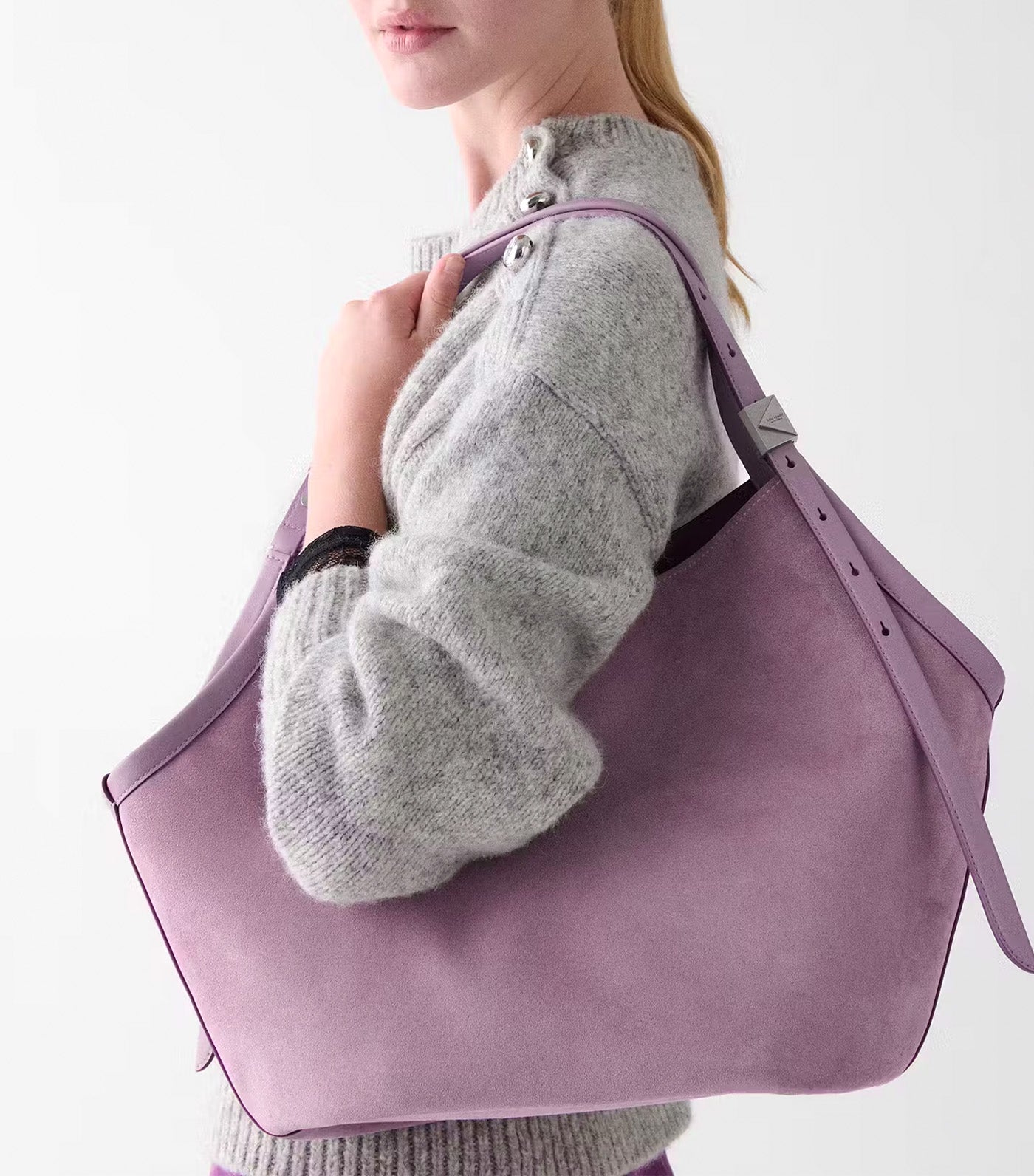 Deco Suede Tulip Tote Market Purple