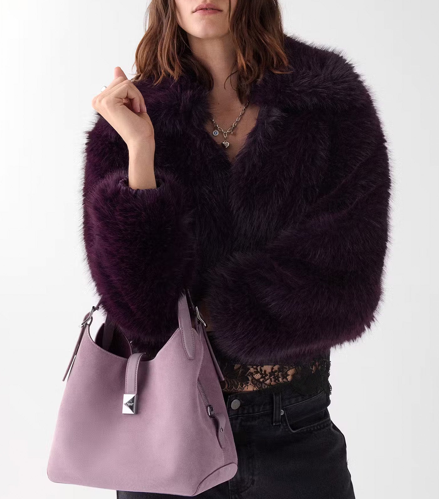 Deco Suede Crossbody Tote Bag Market Purple Multi