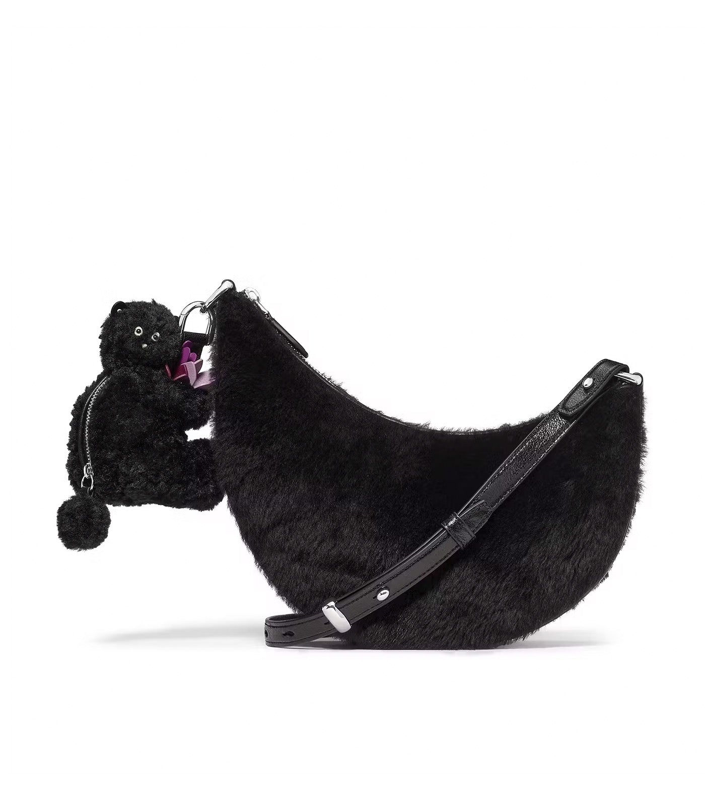 Duo Shearling Bear Crossbody Bag Black Multi