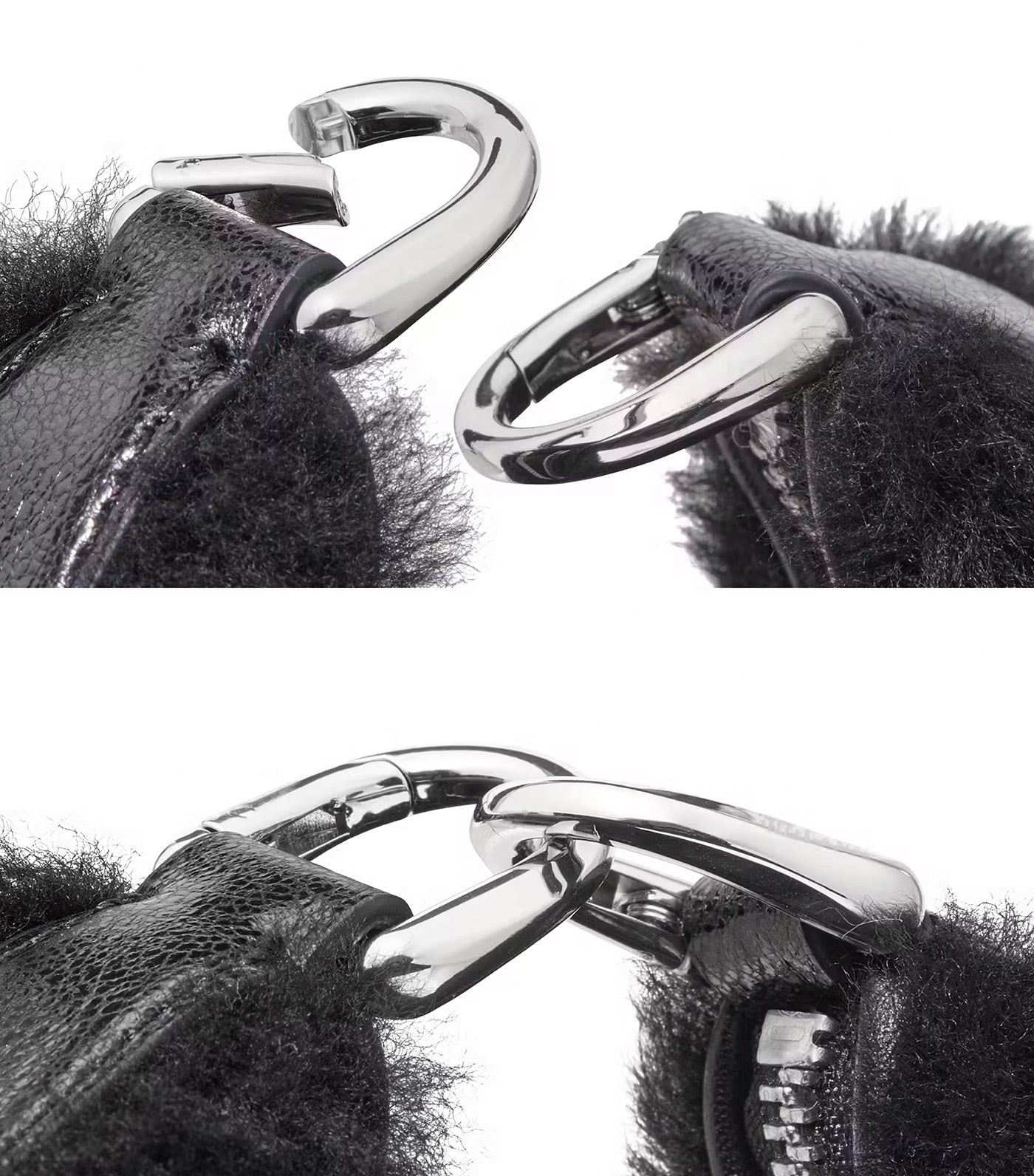 Duo Shearling Bear Crossbody Bag Black Multi