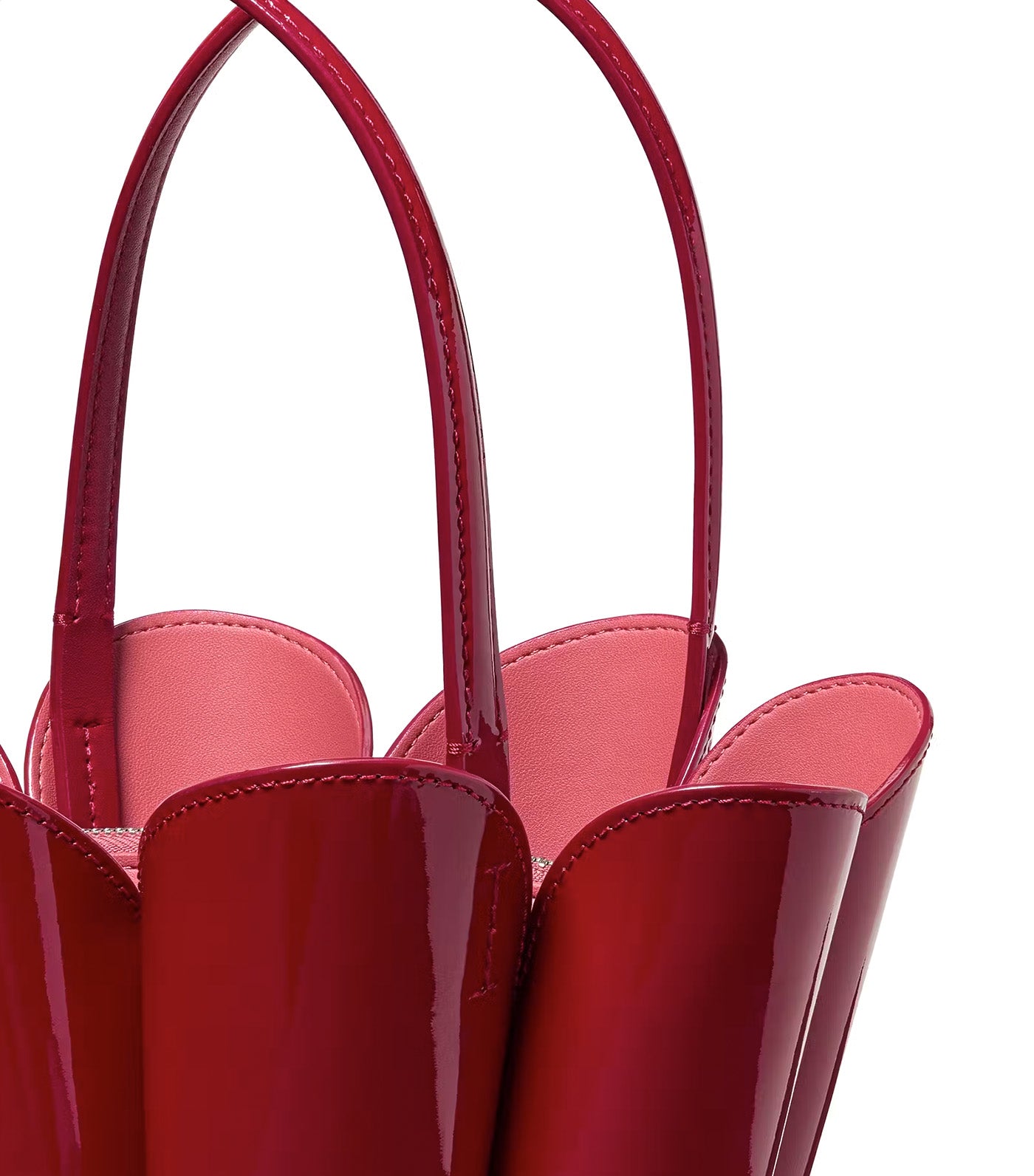 The Patent Spade Flower Bucket Bag Dark Scarlet