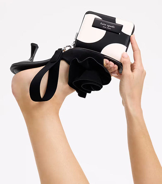 Label Small Compact Webbed Wristlet Black Multi