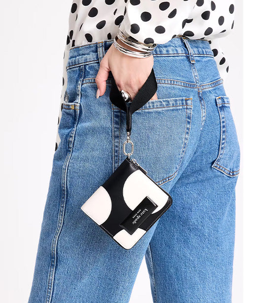 Label Small Compact Webbed Wristlet Black Multi