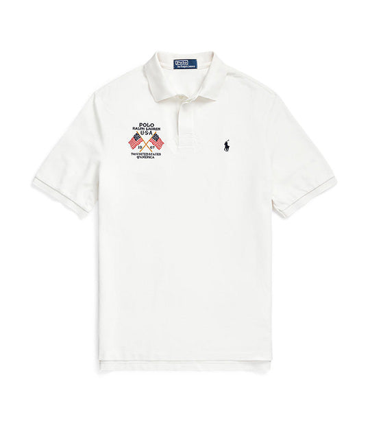 Men's Classic Fit Flag-Embroidered Polo Shirt Nevis