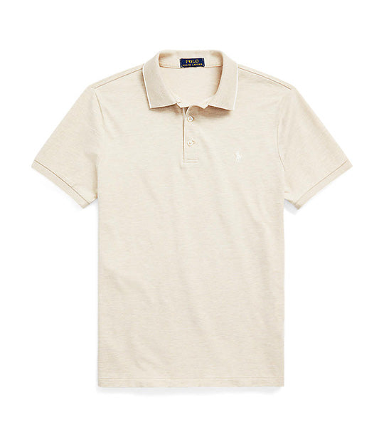 Men's Custom Slim Textured Cotton Polo Shirt Sand Heather